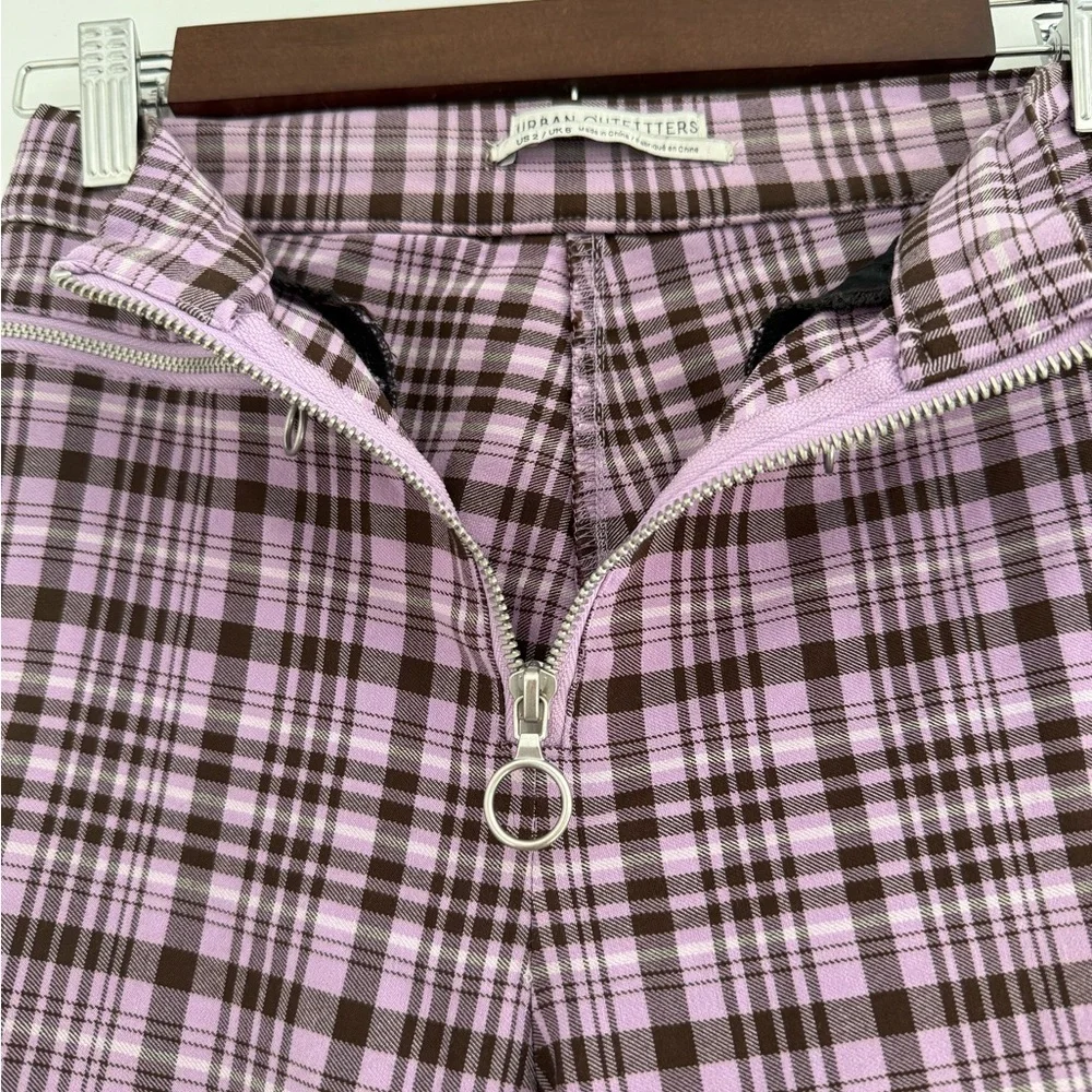 Urban Outfitters Purple Plaid zippered pants | cigarette style pants size 2